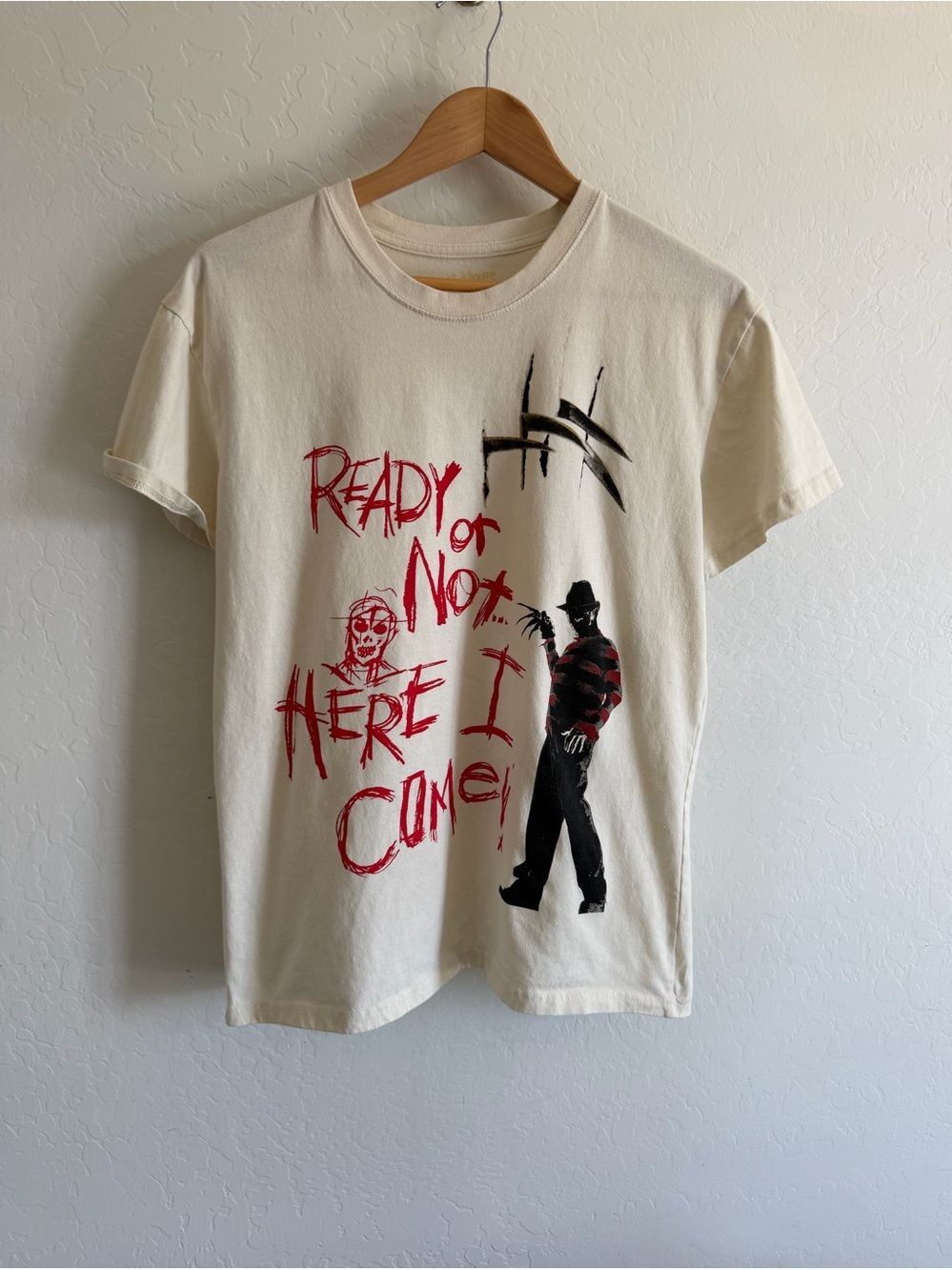A Nightmare on Elm Street Freddy Krueger Graphic Tee Off-White Cream - Picture 1 of 4